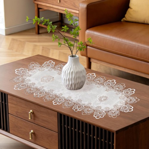 Tischdecke weiß bestickt - tischdecke,